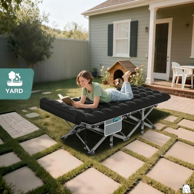 Camping Bed with a Load Capacity of 560-760lbs Foldable and Easy to Store Suitable for Teenagers Adults Travel courtyards terraces Camping. Optional Colors: Gray Black (Grey-Normal)