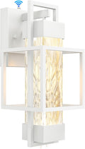 PARTPHONER Modern Outdoor Light Fixture Dusk to Dawn Outdoor Lighting 15 H Exterior Wall Sconce Waterproof Porch Light Outside Light for House with Water Glass for Garage Doorway White