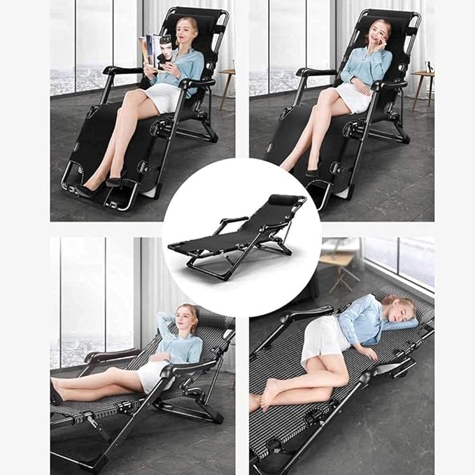 FWZJ Zero Gravity Recliner Chair Sun Lounger Chair Adjustable Back Lounge Chair Outdoor Portable Reclining Sun Loungers Folding Beach Chair for Outdoor Camping Patio Lawn-A (A