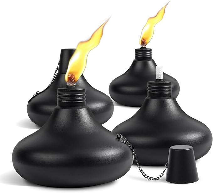 Upgraded Tabletop Torches Set of 4 24.5 oz Citronella Candles for Outdoor Metal Table Top Torches for Outside Refillable Torch Lanterns for Patio Yard Deck Garden Party