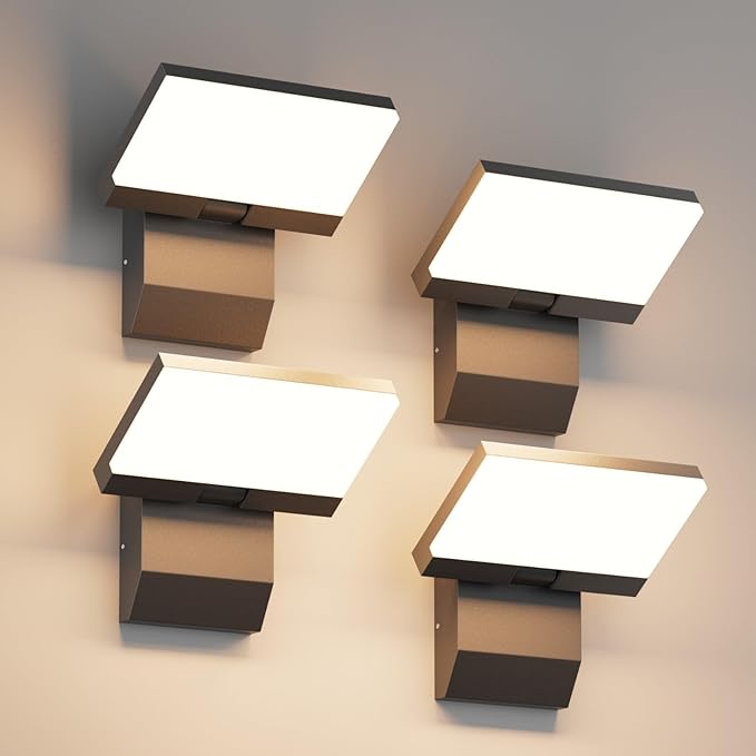 4-Pack Modern Outdoor Wall Light 180° Adjustable Head 24W 3000K Porch &amp Patio Hardwired Exterior Sconces Light IP65 Waterproof for House Garage Front Door