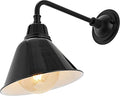 JONATHAN Y 9.63 Black 1-Light Farmhouse Outdoor Sconce Industrial LED Wall Light Gooseneck Arm Barn Lamp with Metal Bell Shade for Porch Patio Kitchen LED Bulb Included (JYL7612B)