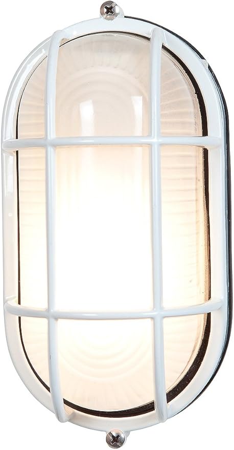 Nauticus - Wet Location Bulkhead - White Finish - Frosted Glass Shade