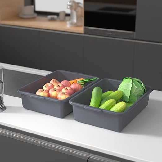 12-Pack Plastic Commercial Bus Tub 13 L Plastic Restaurant Dish Tub Gray