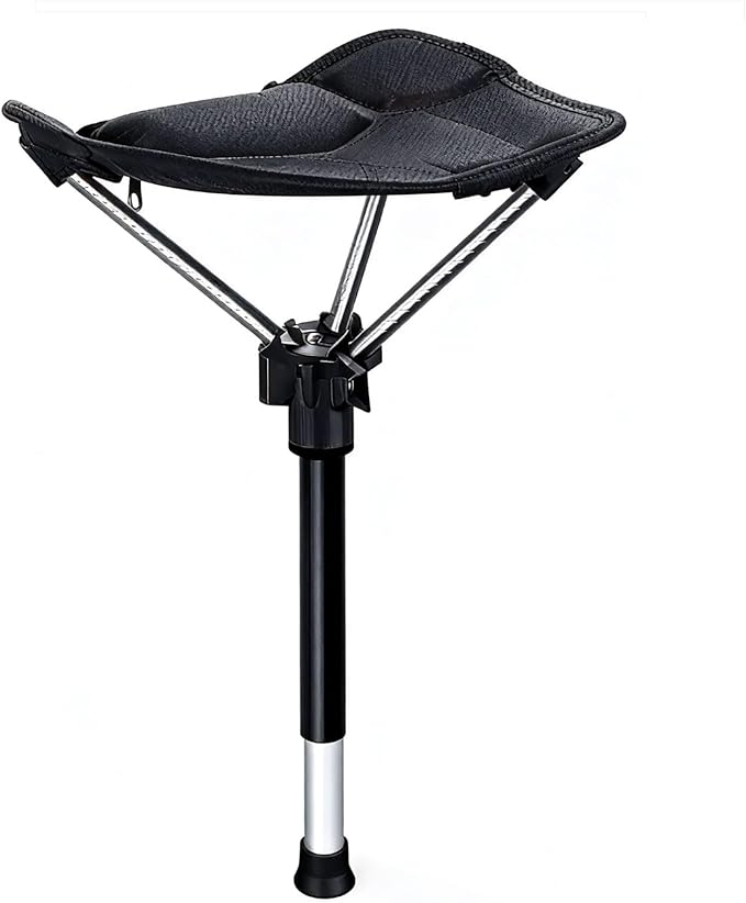 Adjustable Telescopic Folding Stool - Single Leg with Seat Portable Chair with Lightweight &amp Heavy-Duty Support Collapsible Cane for Outdoor Travel Hiking Adults (Single Leg)