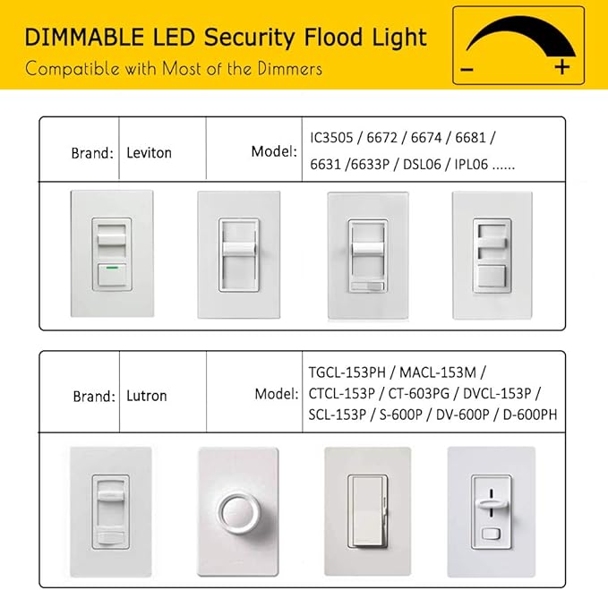 EMANER Exterior Dimmable Security Lights Switch-Controlled Flood Light Hardwired 24-Watt (250W Equivalent) Wall Dimmer Change Brightness 2-Pack