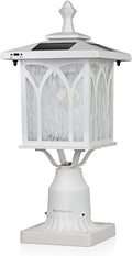 Kemeco ST4328Q-W Solar Post Light Outdoor Cast Aluminum White Fixture with 3 Inch Pire Mount for Pole Pillar Yard Garden Landscape Entryways Décor