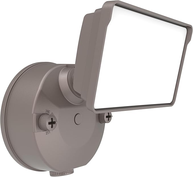 HALO FGS Outdoor LED Security Floodlight 120V w/Selectable CCT &amp Lumens Dusk to Dawn Wall or Eave Mounting - Bronze FGS30CLD2DB