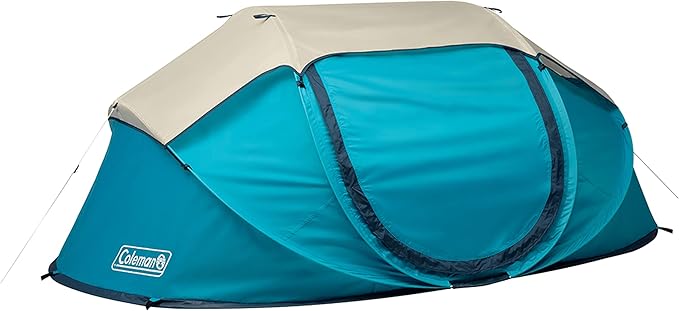Coleman Pop-Up Instant Tent Sets Up in 10 Seconds Portable &amp Lightweight 2/4 Person Weatherproof Camping Tent with Adjustable Rainfly
