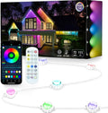 Permanent Outdoor LightsSmart RGB Outdoor Lights with Remote APP Control 100 Ft with 72 LED IP67 Waterproof Outside Light for House for Holiday Party Dailyy(unconnectable)
