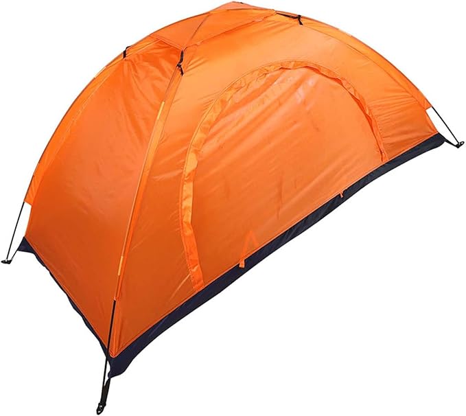 Haofy Outdoor Tent Lightweight Portable Single Person Camping Tent with Round Door and Skylight for Camping Fishing Climbing (Orange)