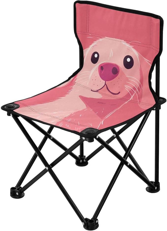 Cartoon Cute Peach Dog Foldable Backpack Beach Chairs for Adults Ultralight Youth Camping Chair Carry Bag Included Hiking Chair for Hiking Lawn