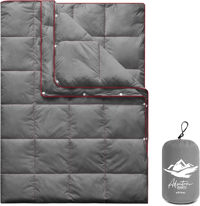 Camping BlanketLightweight Puffy Blanket Packable Down Alternative Throw Blanket Waterproof Windproof for Outdoors Travel Beach Airplane Hiking