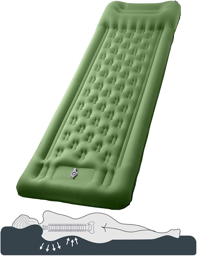 Sleeping Pad - 4.3 Inch Thick Inflatable Mattress Built-in Foot Pump Backpacking Air Bed Outdoor Gear Sports &amp Outdoors Blue Portable Mat for Adults Hiking Travel Car Tent and Mountaineering