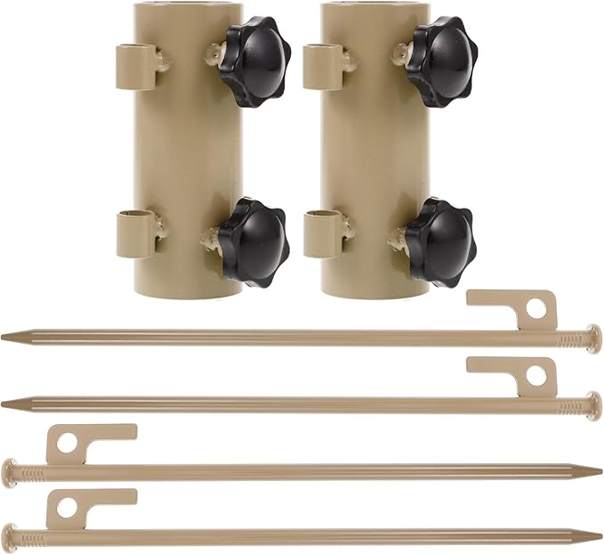 6pcs Adjustable Heavy Duty Tent Pole Stakes Kit with Metal U-Shaped Anchors and Tent Stake Puller for Camping Beach Lawn and Inflatable Shelter Fixing