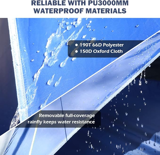 3 Person Tents for Camping HIKERBRO Small Dome Tent with 2 Upgraded Doors &amp Half Mesh Ceiling Waterproof 4 Person Camping Tent with Removable Rainfly 2/3/4 Person Easy Up Tents for Hiking Trave