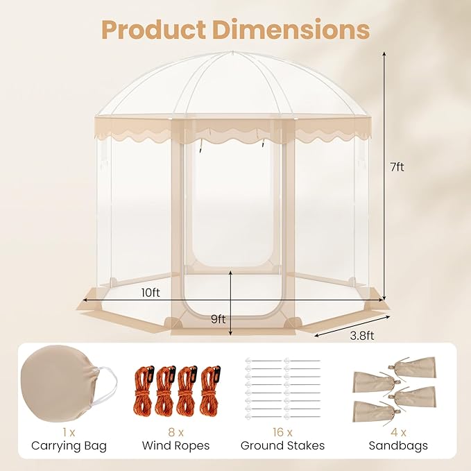 Goplus 10 x 10 FT All Weather Pod Sports Tent Pop Up Bubble Tent with Carrying Bag for 8-10 People PVC Igloo Clear Screen House Portable Rain Shelter for Camping Fishing Cheering