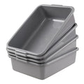 Ramddy 8 L Food Service Commercial Bus Tubs 4 Packs Small Rectangle Wash Basin Dishpan Grey