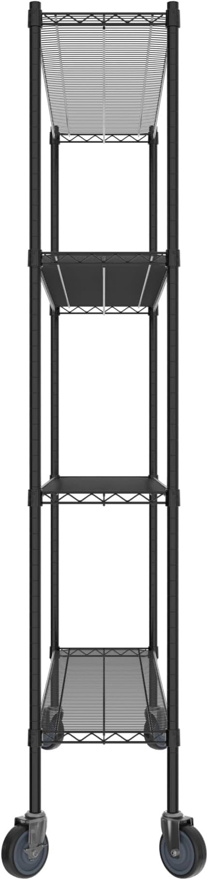 Commercial NSF Listed Black Epoxy Mobile Wire Shelving Kit 14 x 60 x 80 with 4 Shelves Perfect for Warehouse Walk-in Refrigerator Freezer Grocery Store Restaurant Dishroom