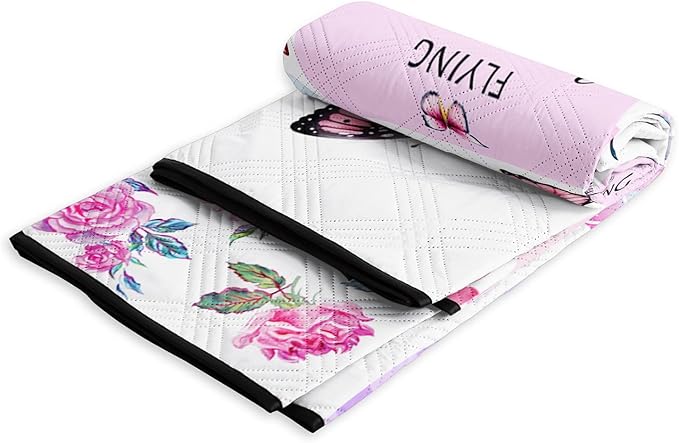 Outdoor Picnic BlanketPortable Sandproof Waterproof Picnic MatPink Checkerboard Butterfly Printed Camping Beach Mat for Sand and Wet Grass Hiking (Checkerboard L)