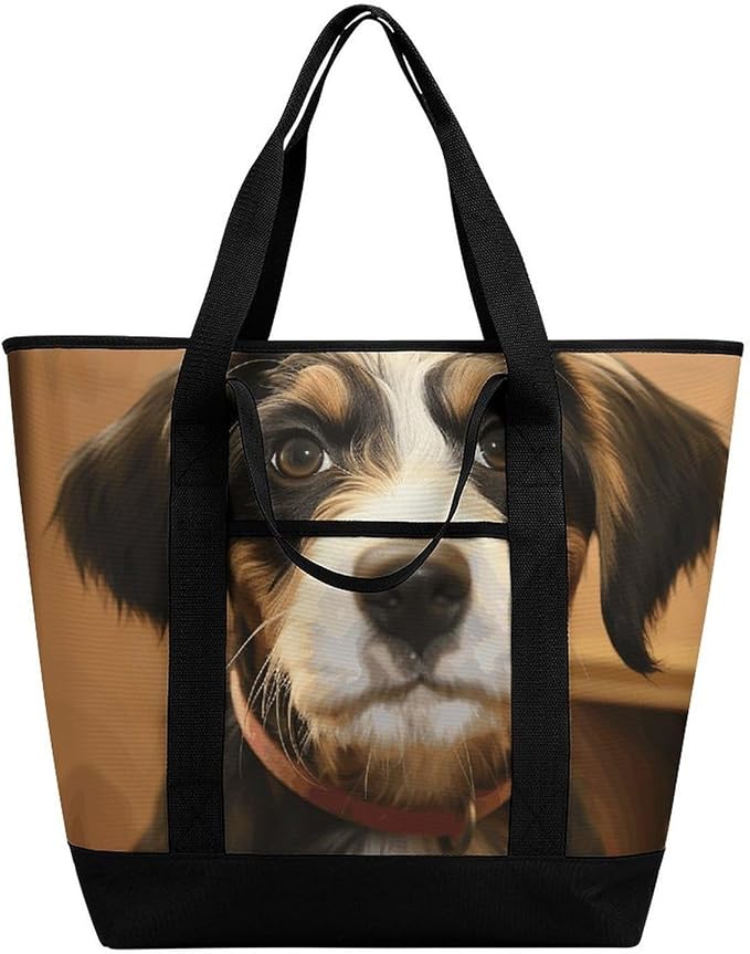 Insulated Shopping BagLarge Reusable Cooler Bags Dog Training Printed Foldable Shopping BagTravel Waterproof Shoulder Bag