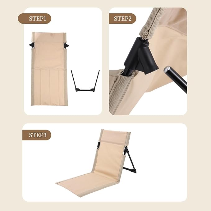 Beach Lounger - Portable Folding Travel Chair Lightweight Waterproof Sun Lounger | Adjustable Backrest Recliner Outdoor Relaxing Beach Chair for Tanning Travel Indoor and Outdoor Use