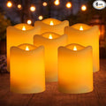 Christmas Solar Candles Outdoor 6Pcs IP65 Waterproof Rechargeable Candles for Lantern Auto On/Off Flickering Glow Dusk to Dawn Replaceable Battery Outdoor Solar Lights Decor for Garden