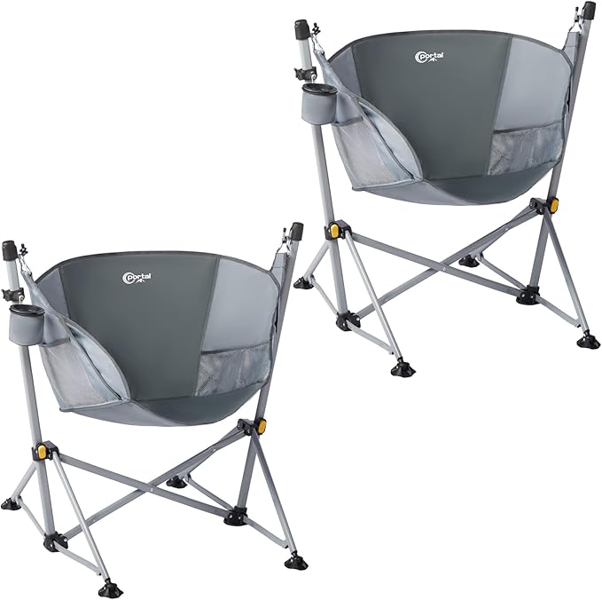Portal Large Hammock Camping Chair Folding Rocking Chairs Portable Swinging Chair Wide Seat for Outdoor Lawn Patio GardenSupport 350 lbs Grey 2 Pack
