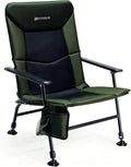X Strike Oversized Folding Fishing Chair with Rod Holder Heavy Duty 350LBS Feet Adjustable Padded Camping Chair with Cup Holder Side Pocket Hard Armrest