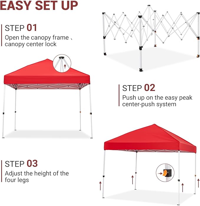GarveeHome Easy Setup Pop-Up Canopy Tent 10x10ft – Waterproof Outdoor Gazebo with Removable Sidewall UV Protection Portable Sun Shelter for Camping Patio Backyard Events – Classic Model
