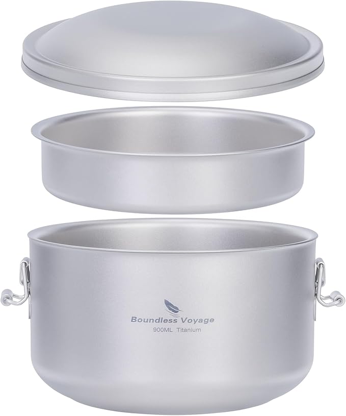 Boundless Voyage Outdoor Titanium Lunch Box Uncoated Bowls with Lid Separated Multi-layer Office Worker Bento Box Ti1095T