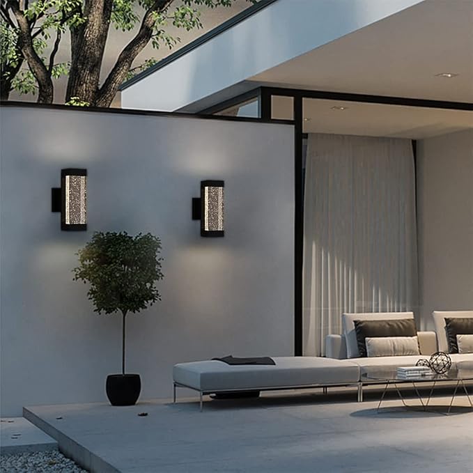 Cerdeco Modern Crystal Bubble Outdoor Wall Light Matte Black Painted 12 W 3000 K Warm White Up Down Light Fixture