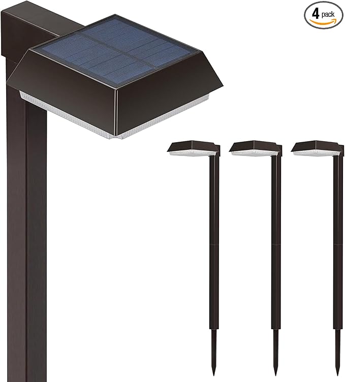 Bobcat Solar Pathway Lights Outdoor Super Bright 300 lumens with 2-in-1 Warm White and Daylight Color Modes Solar LED Lights Outdoor Waterproof for Path Sidewalk Driveway or Walk Way Light(4 Pack)