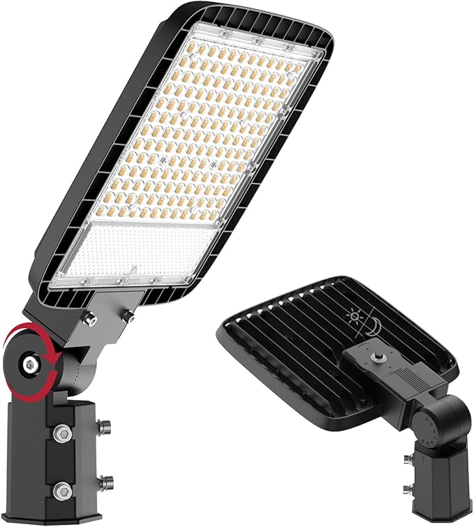 200W LED Parking Lot Lights Outdoor 120V Parking Lot Lights Dusk to Dawn Pole with Slip Fitter UL Listed 5000K IP65 Waterproof Outdoor Commercial Area Lighting LED Shoebox Light for Roadways Yard