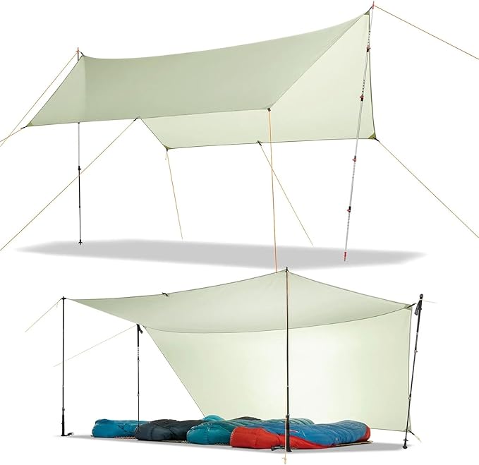 450g 20D Two-Sided Silicone Coated Nylon Tarp Ultralight Sun Shelter Beach Tent Pergola Awning Canopy Rainfly Camping Sunshelter