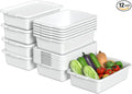 Yuright 12 Pack Commercial Bus Tubs with Lids 13 L Plastic Bus Boxes for Restaurant White
