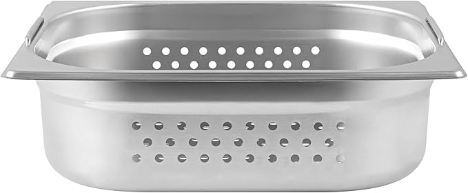 Restaurantware Perforated Steam Table Pan - Half Size - 4 Deep - Collapsible Handles - Anti Jam - Commercial Grade Stainless Steel - 1ct Box - Met Lux
