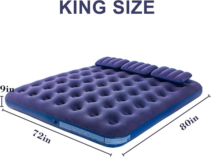 DIMAR GARDEN King Size Camping Air Mattress Inflatable Bed with PillowInclude Hand Pump