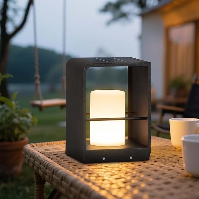Solar Lanterns Outdoor Waterproof Patio Lights with 3000K LED Outdoor Lights Solar Powered with Remote Control Floor Lamp for Garden Yard Deck Backyard Porch and Landscape Lighting