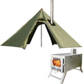 DANCHEL OUTDOOR Backpacking Hot Tent w/Stove Jack Portable Tipi Tent with T6 Titanium Folding Wood Stove for 1-4 Person Winter Camping Hunting3m/4m