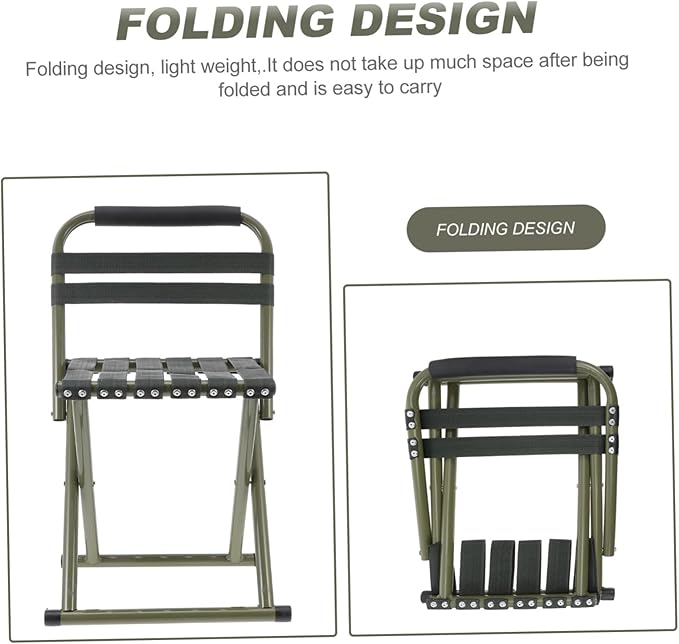 Totority 1pc Outdoor Portable Folding Chair Backrest Lightweight Camping Stool for Fishing and Picnics and Compact Design Green Easy to Carry