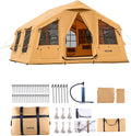 VEVOR Inflatable Tents for Camping Easy Setup Blow up Tent with Hand Pump 4 Season Glamping Tent with Stove Jack Doors &amp Mesh Windows Storage Bag Included for Easy Taking