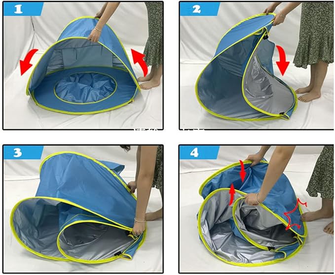 Tonlevo Pop-Up Baby Beach Tent with Pool UV Protection Sun Shelter 3-in-1 Canopy Design Portable with Carrying Bag