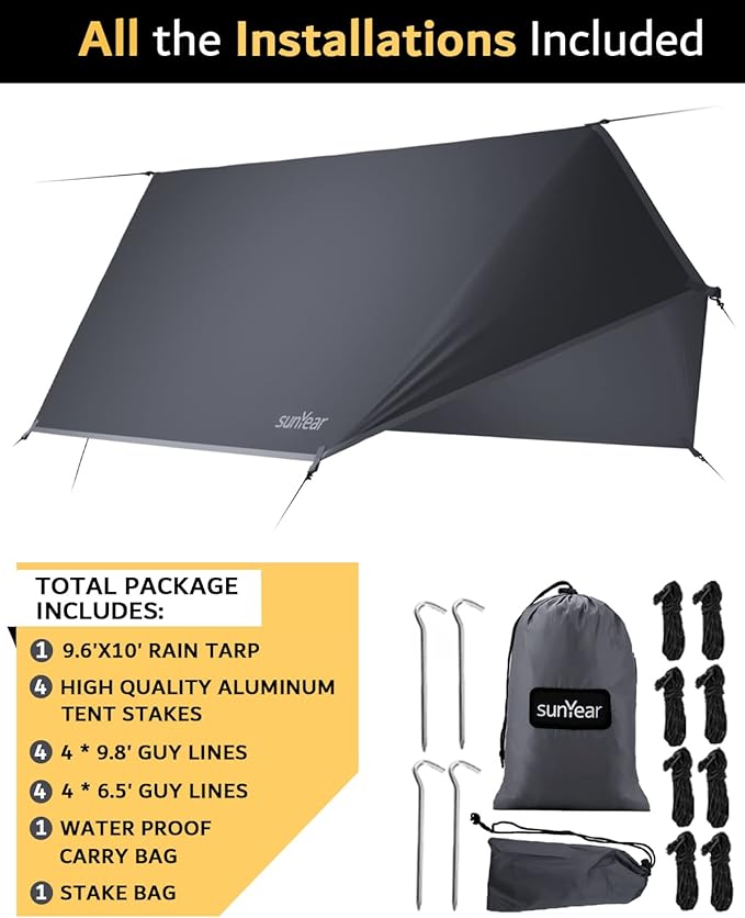 Sunyear Hammock Tent Rain Fly-Camping Hammock Outdoor Tarp-Small Door Design-Keep Side Wind Rain-Best for Backpacking Hiking Camping Survival