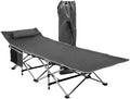 ZONETECH Folding Outdoor Travel Cot-Classic Grey Premium Quality Lightweight Portable Heavy Duty Adult and Kids Travel Cot with Large Pocket-Perfect for Hiking Camping and Outdoor Activity