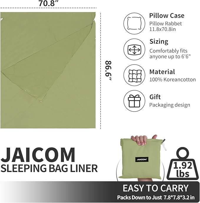 Sleeping Bag Liner - Travel Sheets for Hotel Portable &amp Comfortable &amp Quick-Drying Adult Sleep Sack for Camping Business Trips Traveling Hostel