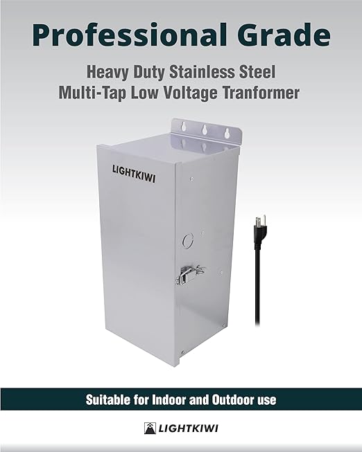 Lightkiwi U8810 600W Low Voltage Landscape Lighting Transformer 120V to 12V–15V AC Multi-Tap Weatherproof Outdoor Power Supply for Garden Path &amp Spot Lights Pool/Spa ETL Listed