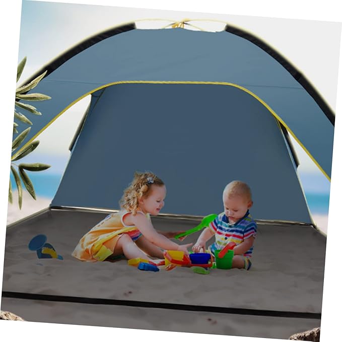Mikikit 1Pc Quick Opening Camping Tent Shelter Lightweight Beach Canopy Mat Portable Outdoor Tarp for Hiking Picnic and Family Use Durable UV Protection Removable Base