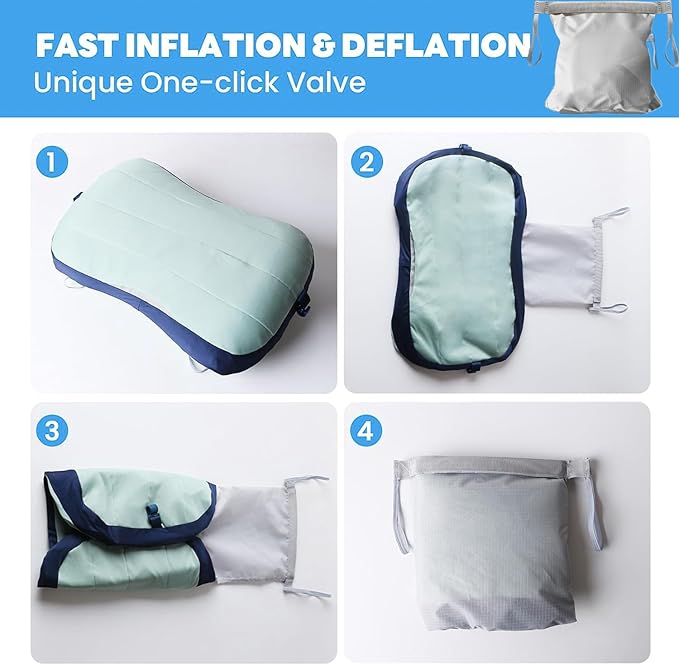 Couleurs Beach Pillow Inflatable Camping Pillow Pool Pillow Removable Pillowcase Ultralight Neck and Waist Support Suitable for Camping Hiking Backpacking (with Ice Pack)