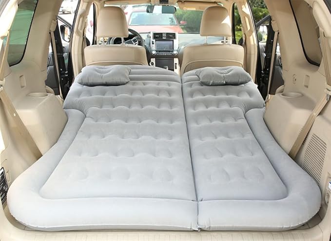SUV Air Mattress for 2020-2025 Kia Telluride Thickened and Double-Sided Flocking Travel Camping Bed Mobile Cushion Inflatable Bed for SUV Trunk and Rear SeatGrey